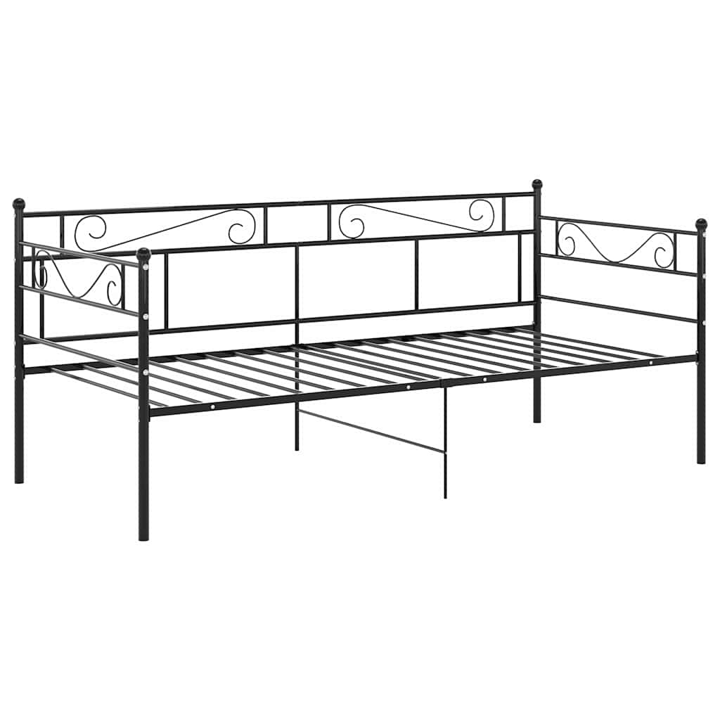 vidaXL Slaapbank metaal zwart 90x200 cm, foto 2