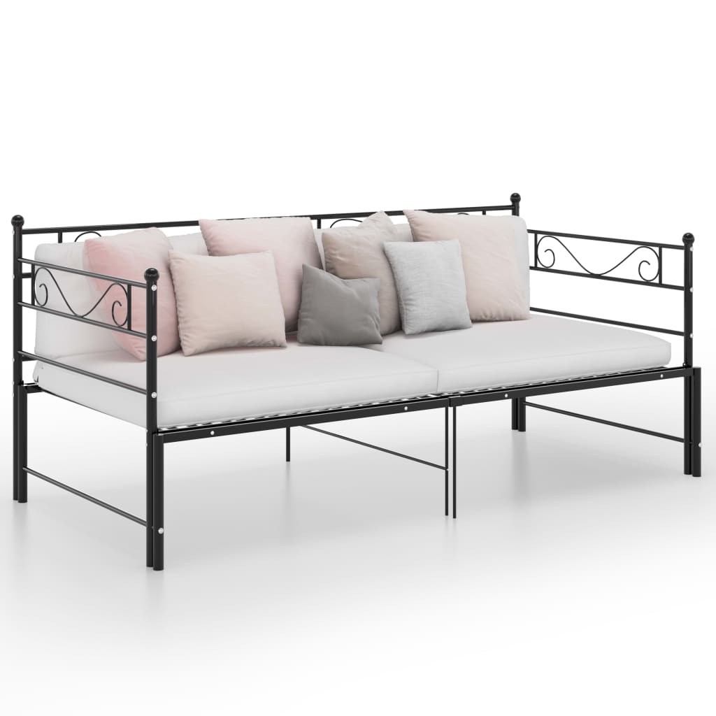6: vidaXL sengestel til udtræksseng 90x200 cm metal sort