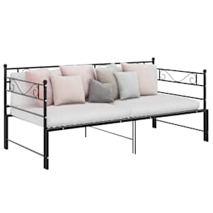 Izvlečni posteljni okvir črn iz kovine 90x200 cm