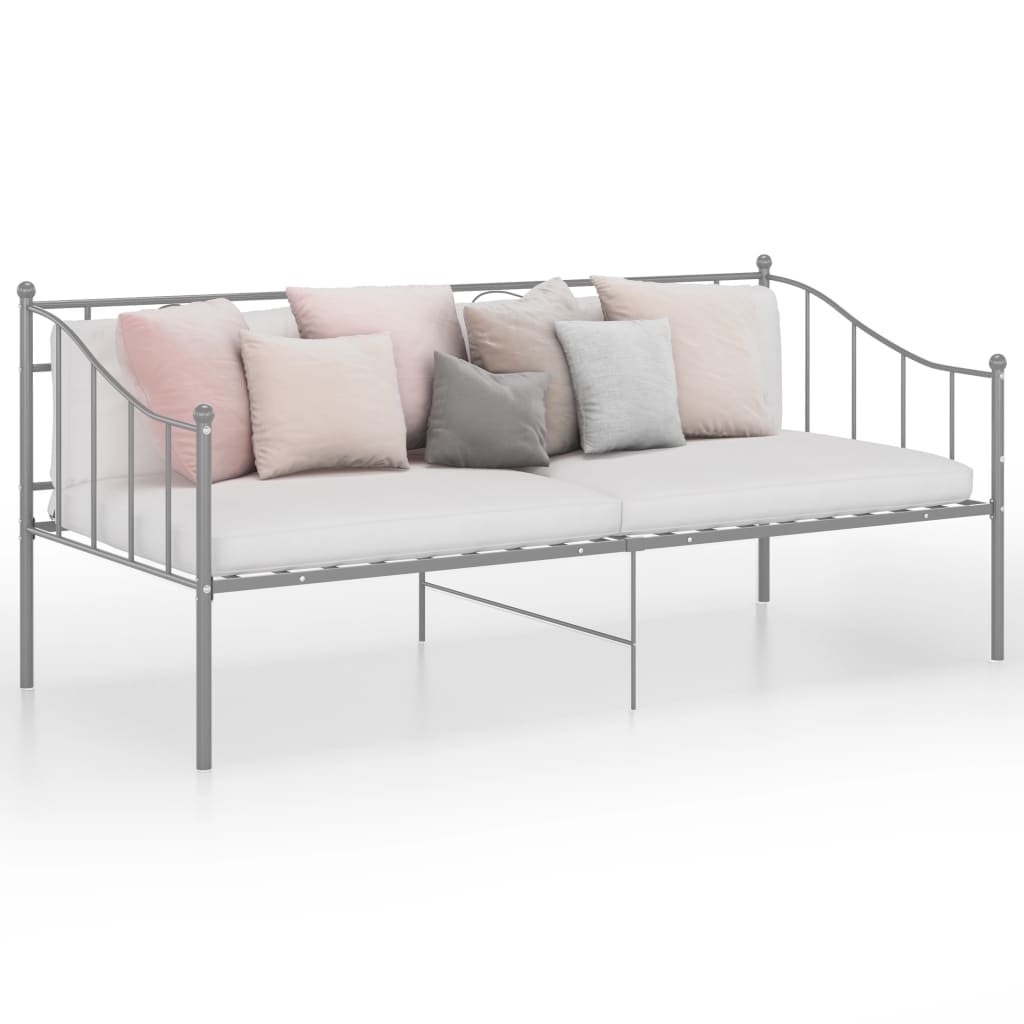 Schlafsofa Bettgestell Grau Metall 90×200 cm