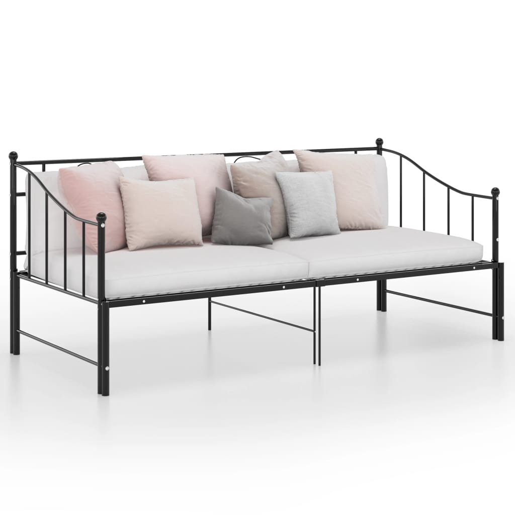 Ausziehsofa Bettgestell Schwarz Metall 90×200 cm