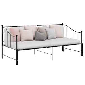 Izvlečni posteljni okvir črn iz kovine 90x200 cm