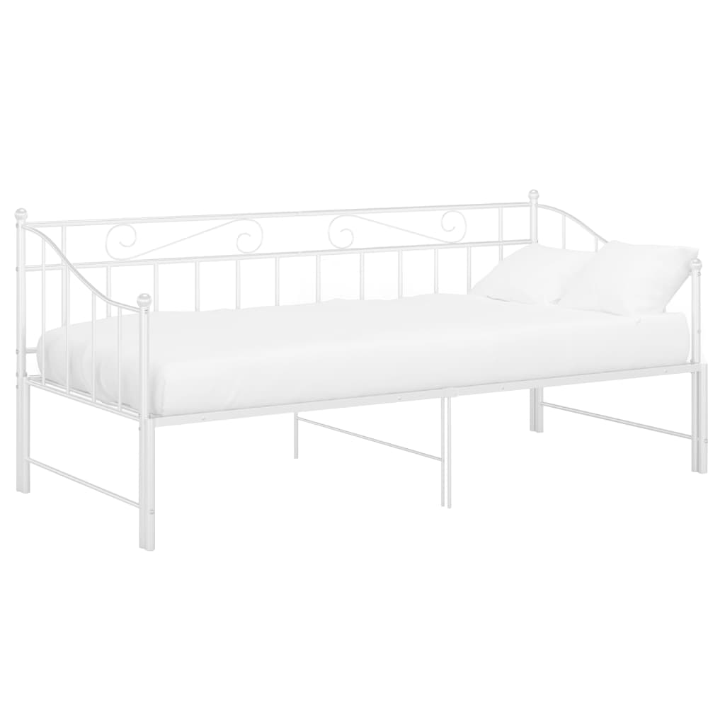 vidaXL Slaapbank uittrekbaar metaal wit 90x200 cm afbeelding