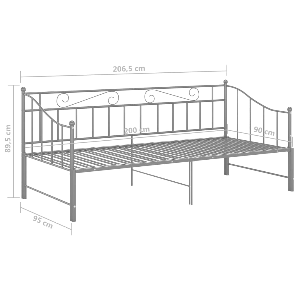 Izvlečni posteljni okvir siv iz kovine 90x200 cm