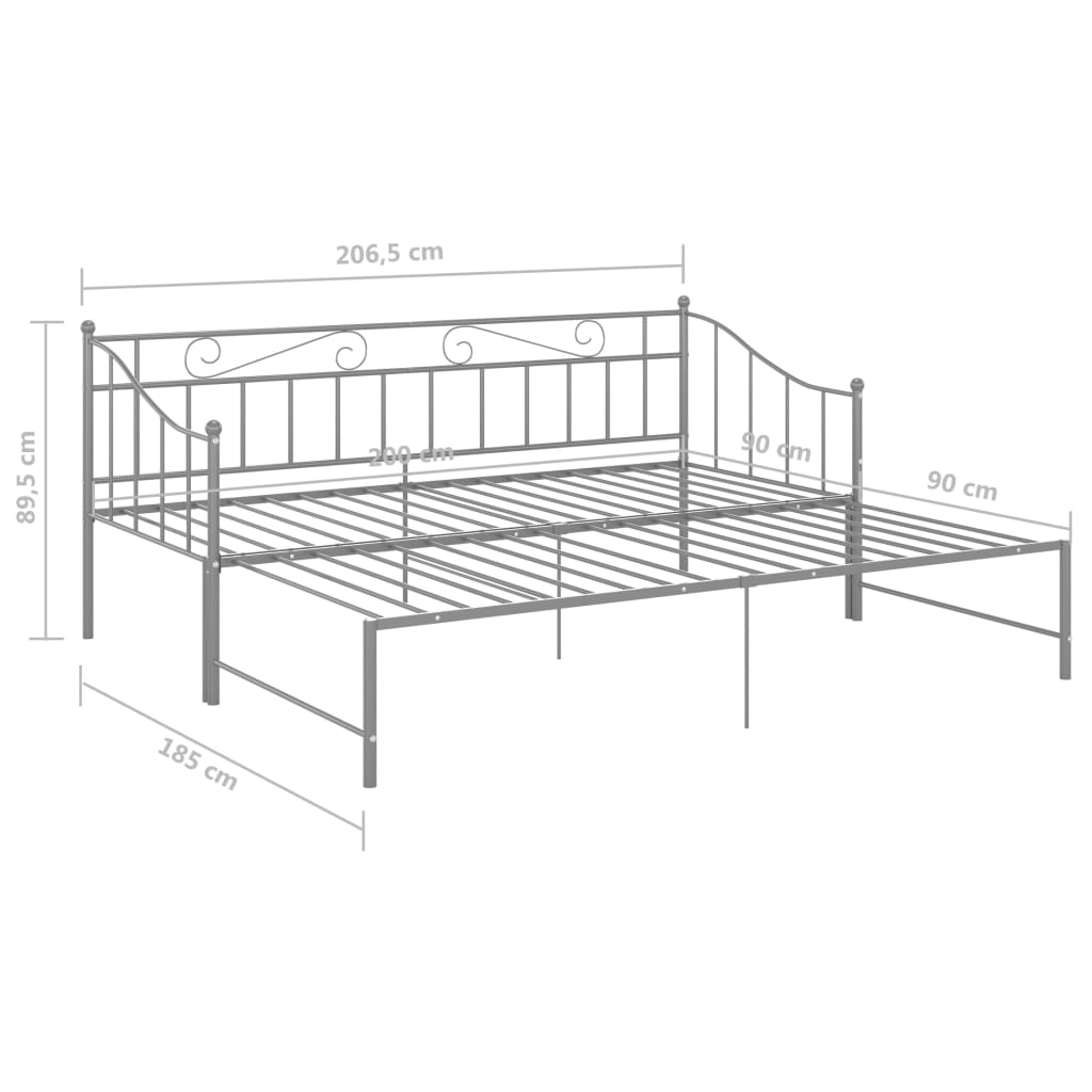 Izvlečni posteljni okvir siv iz kovine 90x200 cm