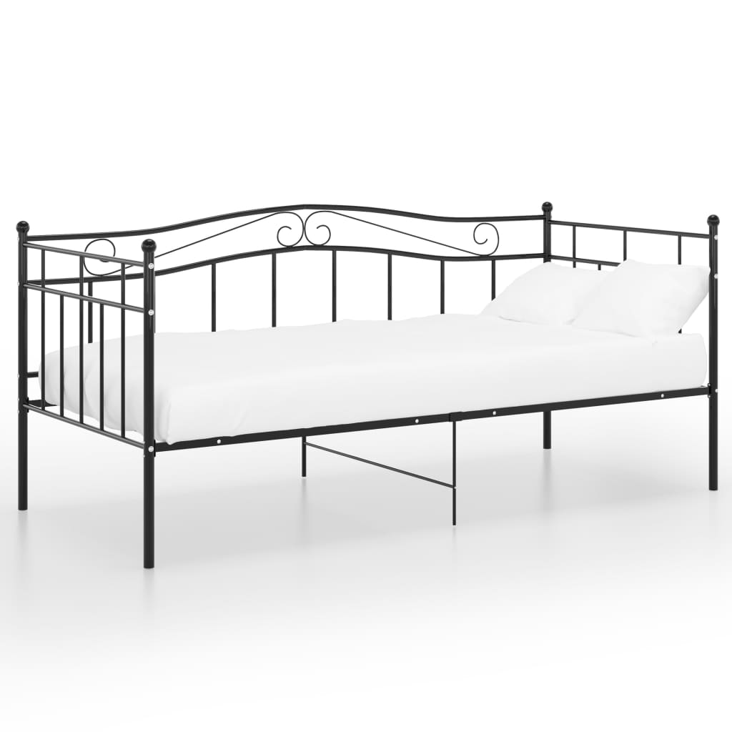 Rám rozkládací postele černý kovový 90 x 200 cm