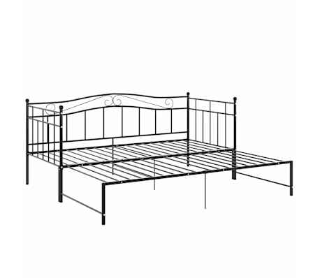 vidaXL Pull-out Sofa Bed Frame without Mattress Black Metal 90x200 cm
