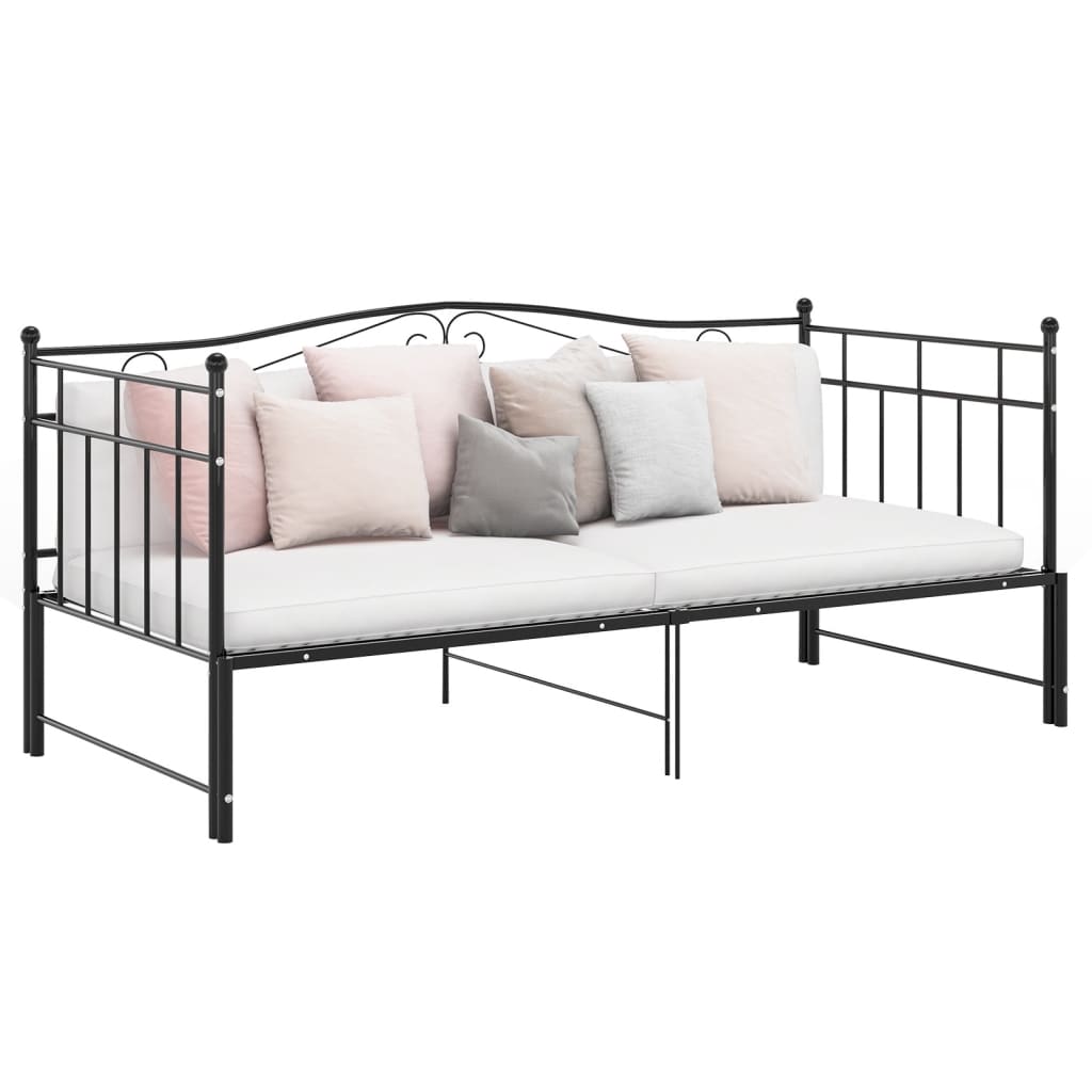 vidaXL Ausziehsofa Bettgestell Schwarz Metall 90x200 cm