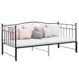 Izvlečni posteljni okvir črn kovinski 90x200 cm