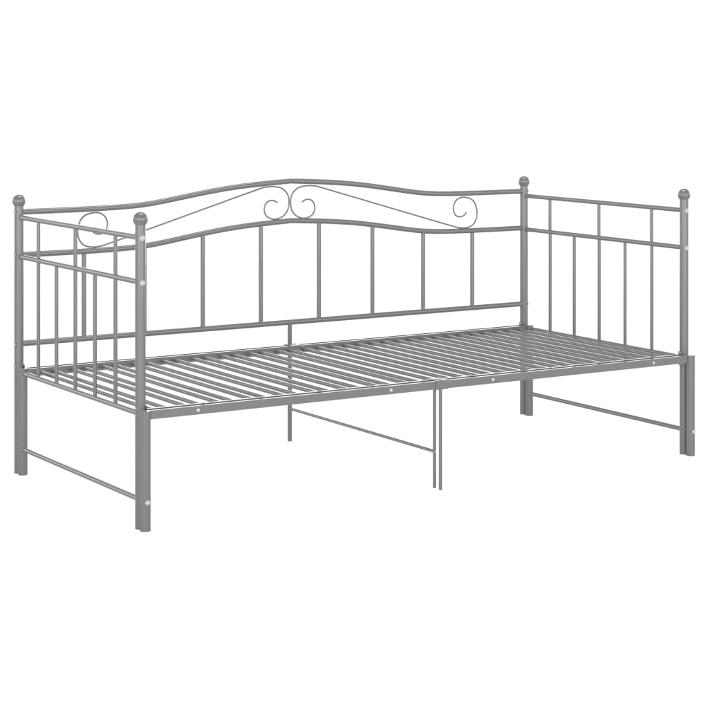 vidaXL Slaapbank uittrekbaar metaal grijs 90x200 cm afbeelding
