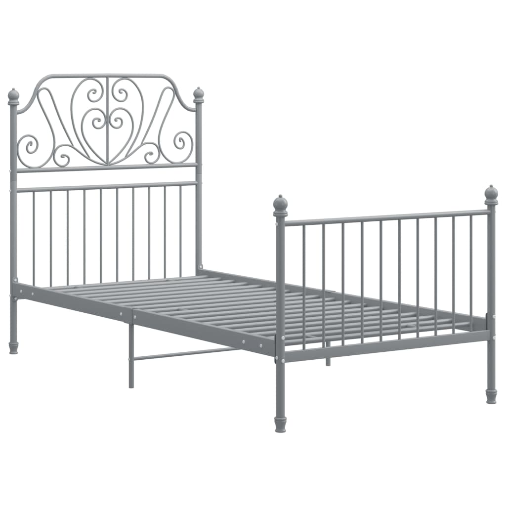 

vidaXL Bedframe metaal grijs 90x200 cm