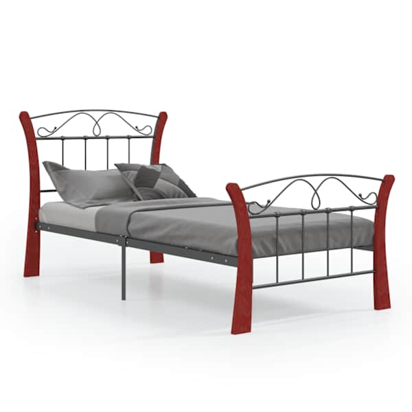 vidaXL voodiraam must metallist 90 x 200 cm