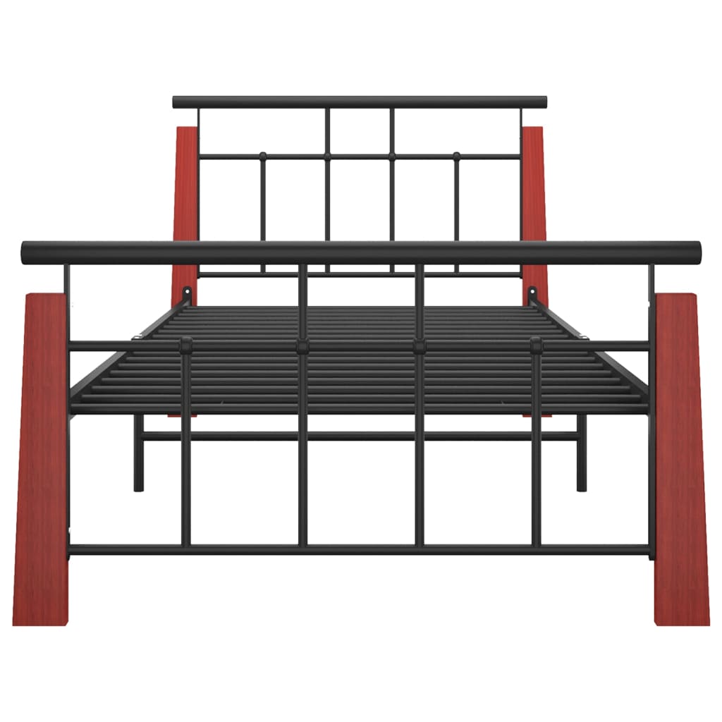 Thumbnail - vidaXL Bettgestell Metall und Massivholz Eiche 100x200 cm