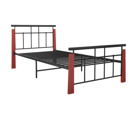 vidaXL Sengeramme metall og heltre eik 100x200 cm