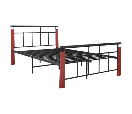 vidaXL Cadre de lit sans matelas m&eacute;tal bois de ch&ecirc;ne massif 120x200 cm