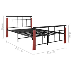 Rám postele kov a masivní dubové dřevo 120 x 200 cm - obrázek 7