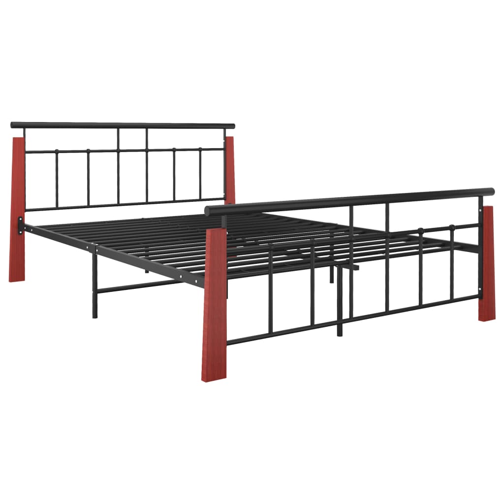vidaXL Bedframe metaal en massief eikenhout 140x200 cm afbeelding