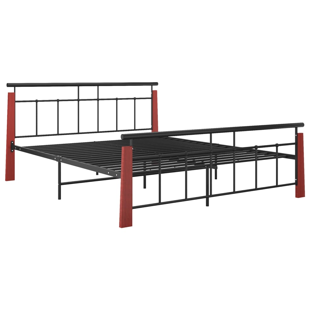 vidaXL Рамка за легло, метал и дъбов масив, 160x200 см