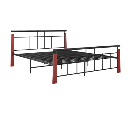 vidaXL Sengeramme metall og heltre eik 160x200 cm