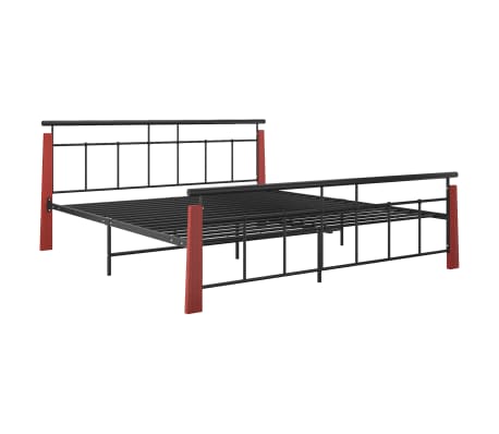 vidaXL Sengeramme metall og heltre eik 180x200 cm