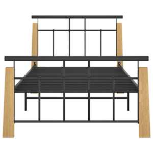 Rám postele kov a masivní dubové dřevo 90 x 200 cm - obrázek 3