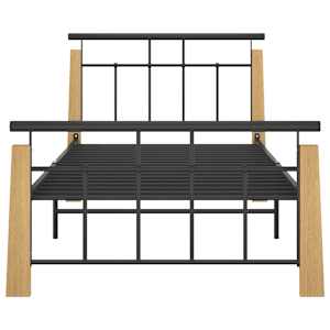 Rám postele kov a masivní dubové dřevo 100 x 200 cm - obrázek 3
