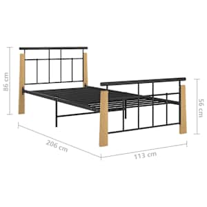 Rám postele kov a masivní dubové dřevo 100 x 200 cm - obrázek 7