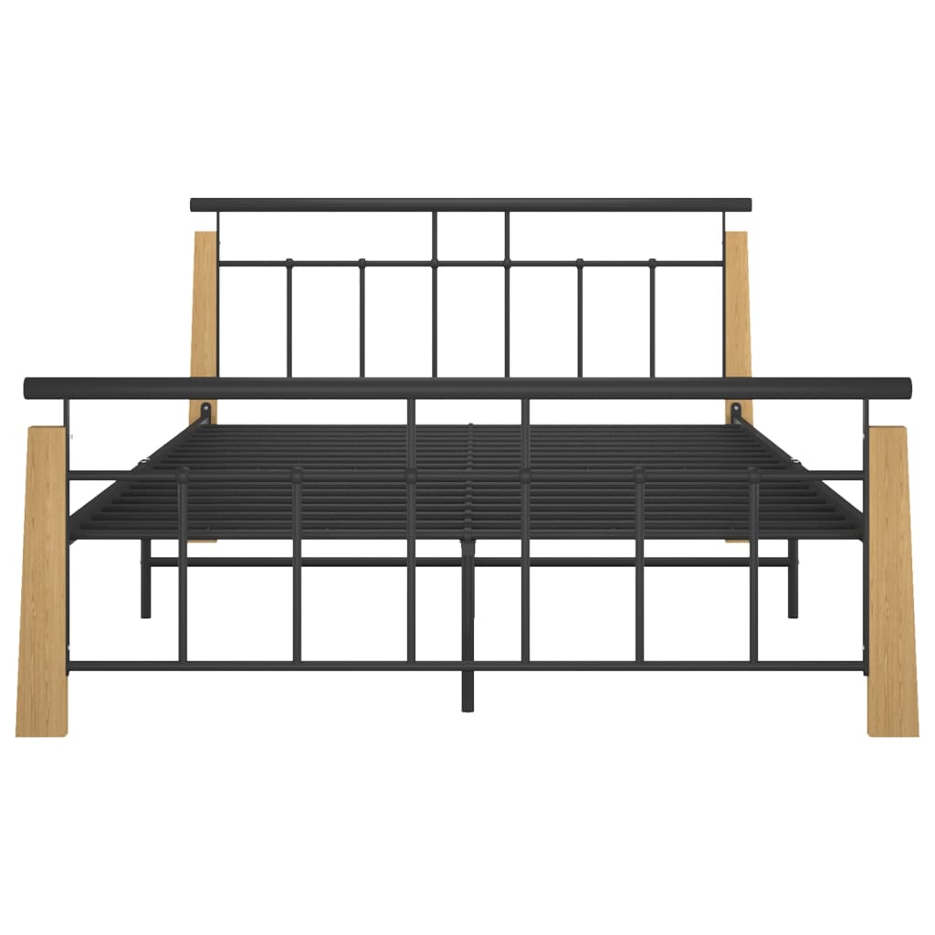 Thumbnail - vidaXL Bettgestell Metall und Massivholz Eiche 140x200 cm