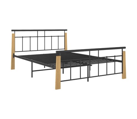 vidaXL gultas rāmis, metāls un ozola masīvkoks, 140x200 cm