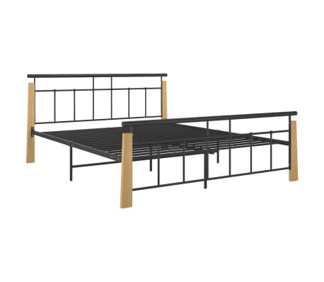 vidaXL Sengeramme metall og heltre eik 160x200 cm