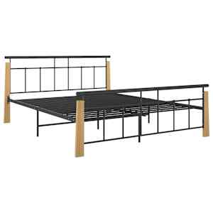 vidaXL Sengeramme metall og heltre eik 160x200 cm