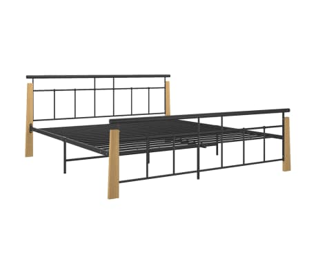vidaXL Bedframe metaal en massief eikenhout 180x200 cm
