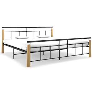 Rám postele kov a masivní dubové dřevo 200 x 200 cm