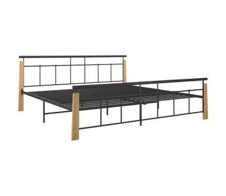vidaXL Sengeramme metall og heltre eik 200x200 cm