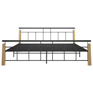 Rám postele kov a masivní dubové dřevo 200 x 200 cm - obrázek 3
