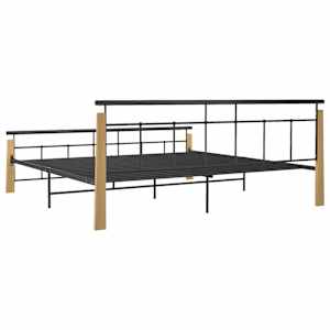Rám postele kov a masivní dubové dřevo 200 x 200 cm - obrázek 5