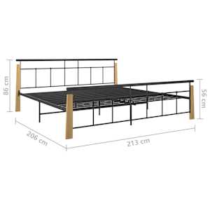 Rám postele kov a masivní dubové dřevo 200 x 200 cm - obrázek 7