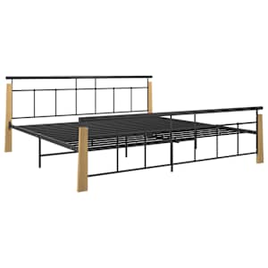 vidaXL Sengeramme metall og heltre eik 200x200 cm
