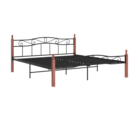 vidaXL Sengeramme svart metall og heltre eik 180x200 cm