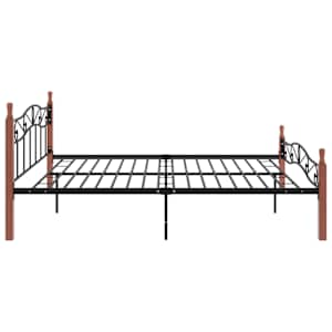 Rám postele černý kov a masivní dubové dřevo 200 x 200 cm - obrázek 4