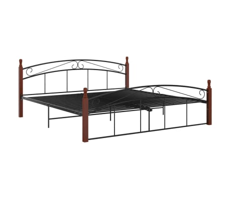 vidaXL Bedframe metaal en massief eikenhout zwart 180x200 cm