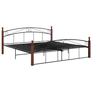 vidaXL Bedframe metaal en massief eikenhout zwart 180x200 cm