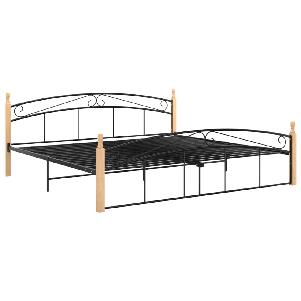 

vidaXL Bedframe metaal en massief eikenhout zwart 200x200 cm