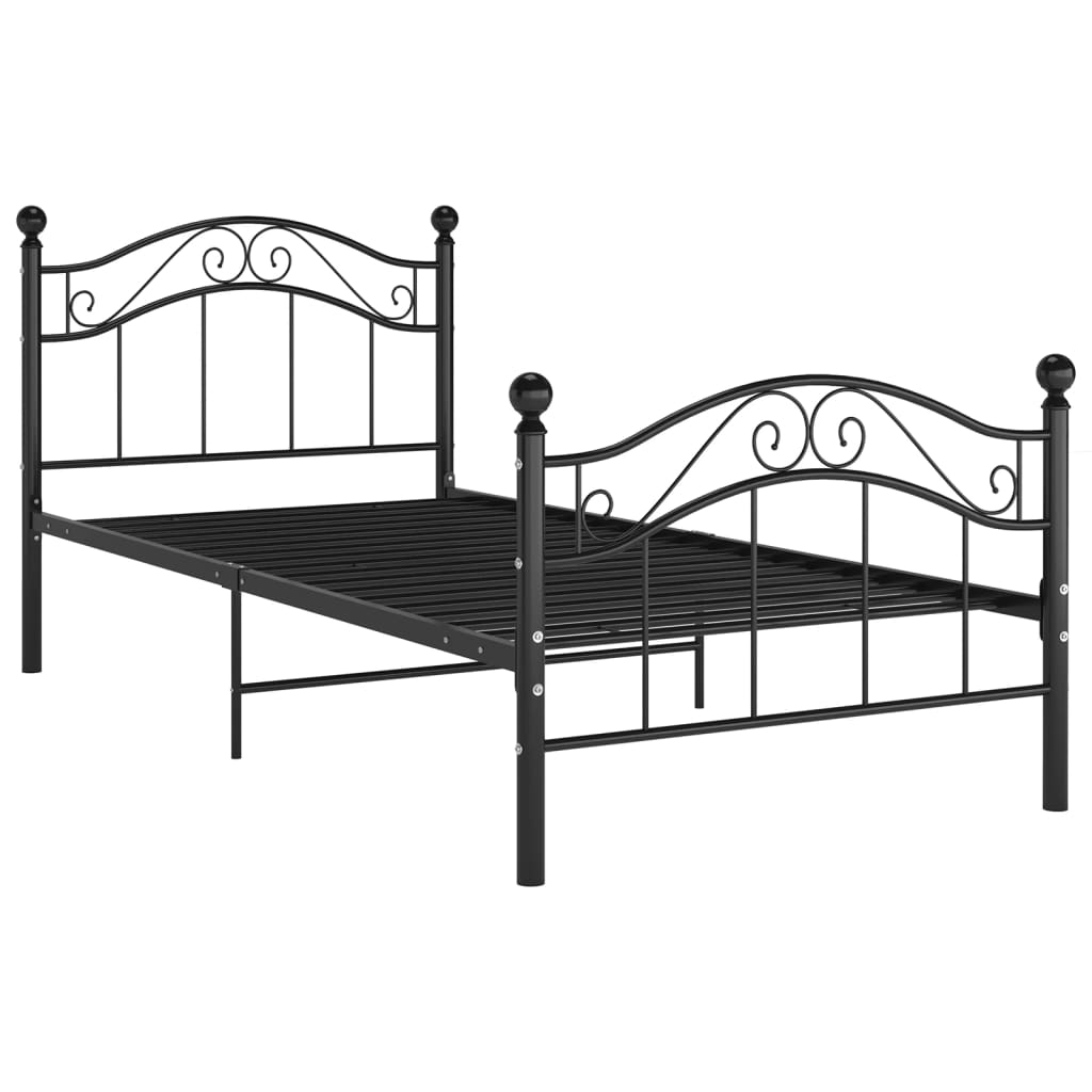 vidaXL Cadru de pat, negru, 90 x 200 cm, metal