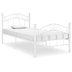 vidaXL voodiraam valge, metall, 90 x 200 cm