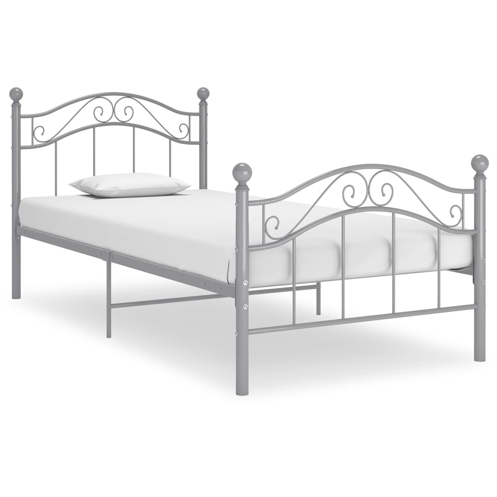 vidaXL Sängynrunko harmaa metalli 90x200 cm