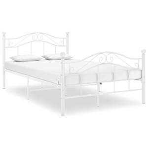 vidaXL voodiraam, valge, metall, 120 x 200 cm