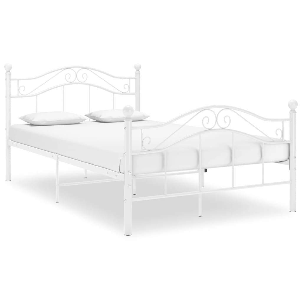 vidaXL Cadru de pat, alb, 120×200 cm, metal