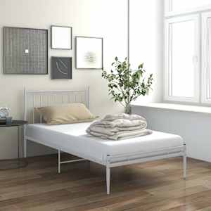Posteljni okvir bel kovinski 90x200 cm