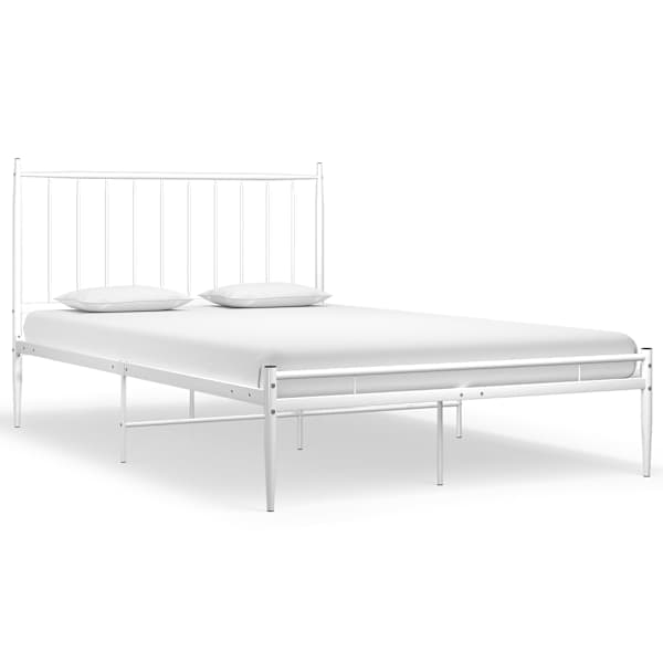 vidaXL voodiraam, valge, metall, 120 x 200 cm